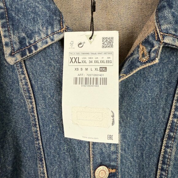 NWT Zara Long Sleeve Buttondown Denim Mini Dress Blogger Medium Wash Size XXL - Picture 6 of 12